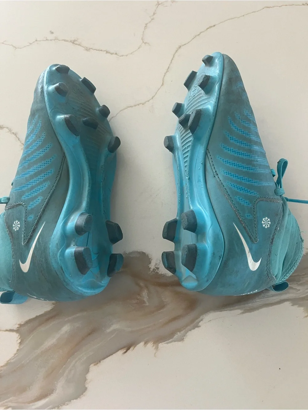 Nike Teal High-Top Soccer Cleats with White Swoosh